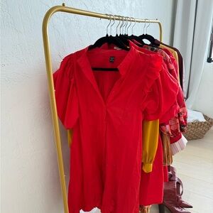 Red Dress with Ruffle Sleeves